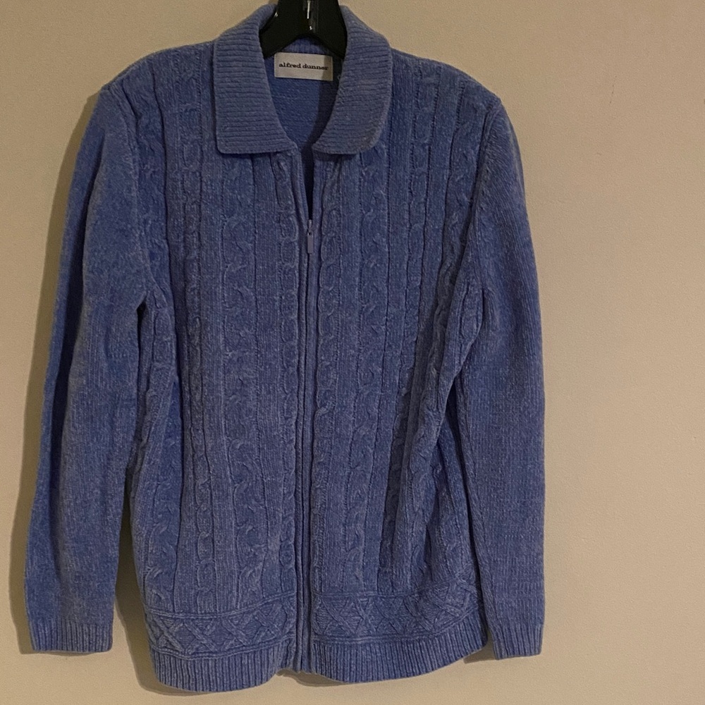 Alfred Dunner Lavender Chenille Zip front Cardigan